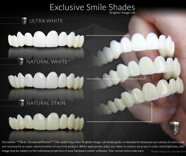 Exclusive Smile Shades for removable veneers from Brighter Image Lab